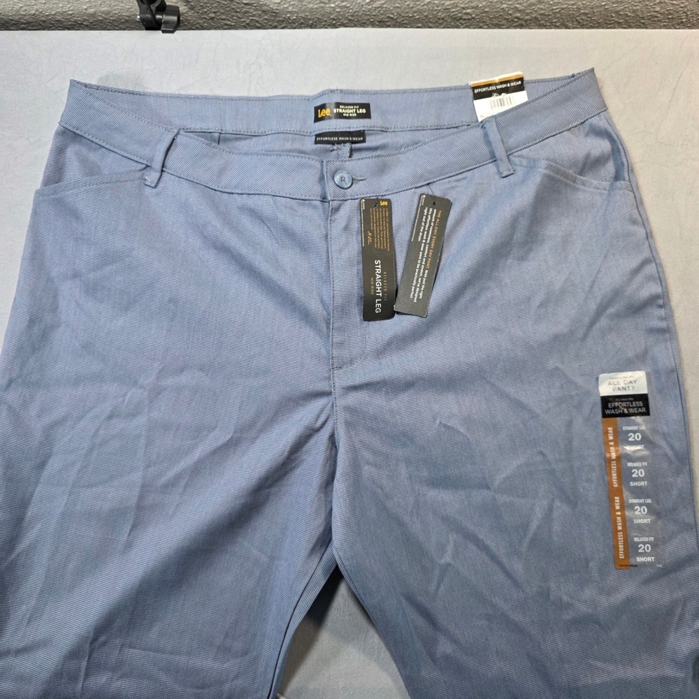 Lee Womens All Day Pant Straight Leg Blue Relaxed Fit Mid Rise 20 Short NWT - Picture 2 of 12